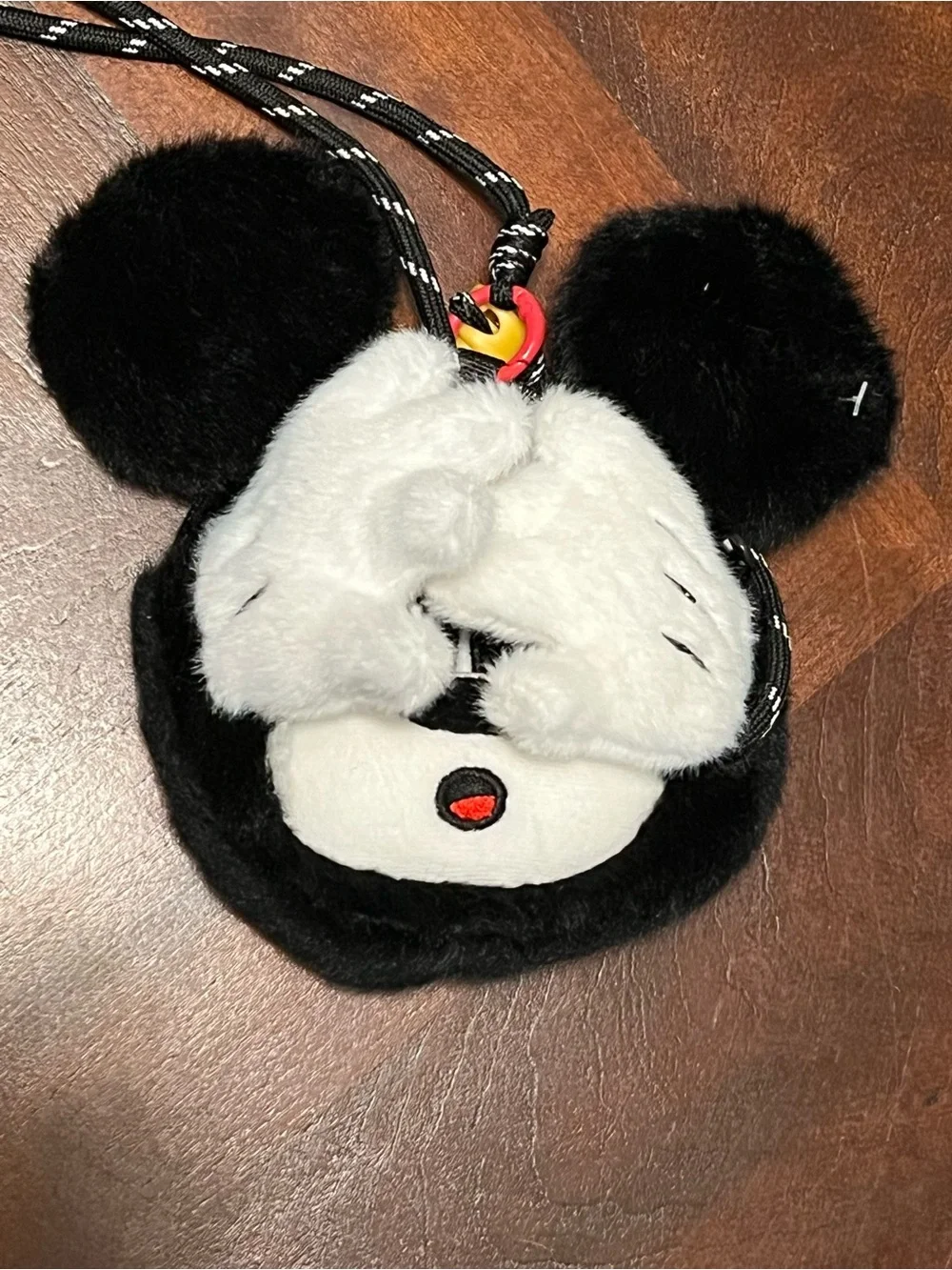 Kids Plush Character Crossbody Bag Mickey Mouse Peekaboo - Black & White